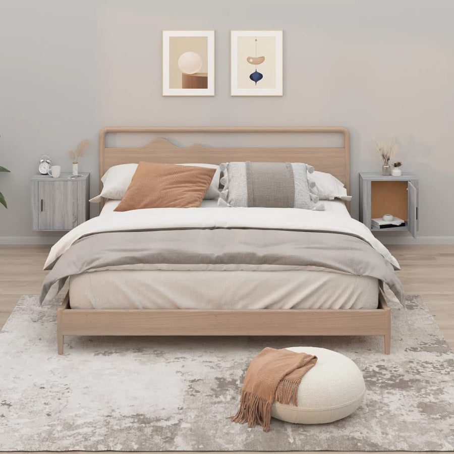 Nachtkastjes 2 St Wandgemonteerd 50X30X47 Cm Grijs Sonoma Eiken