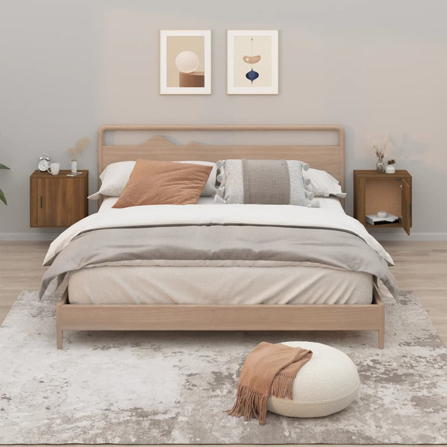 Nachtkastjes 2 St Wandgemonteerd 50X30X47 Cm Bruin Eikenkleur