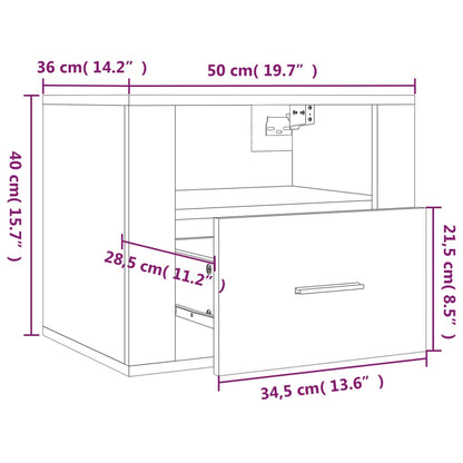 Nachtkastjes 2 St Wandgemonteerd 50X36X40 Cm Wit