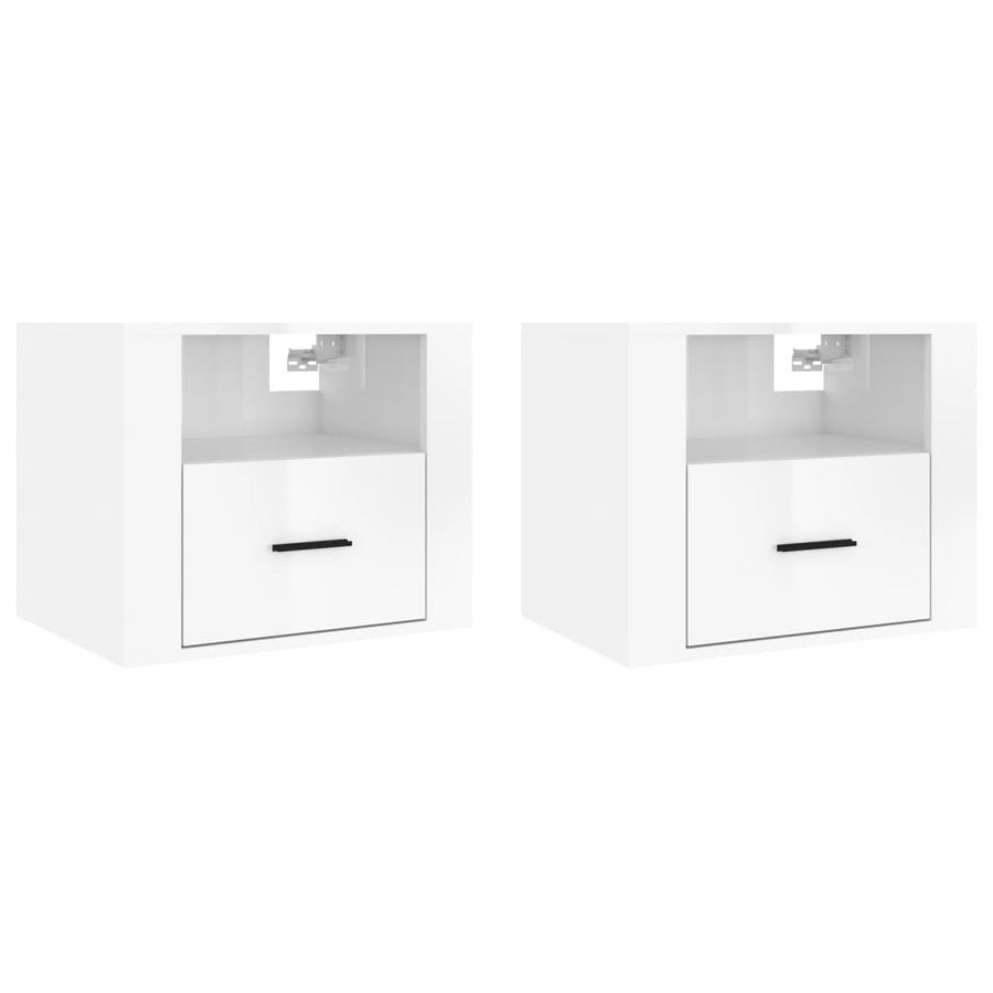 Nachtkastjes 2 St Wandgemonteerd 50X36X40 Cm Hoogglans Wit