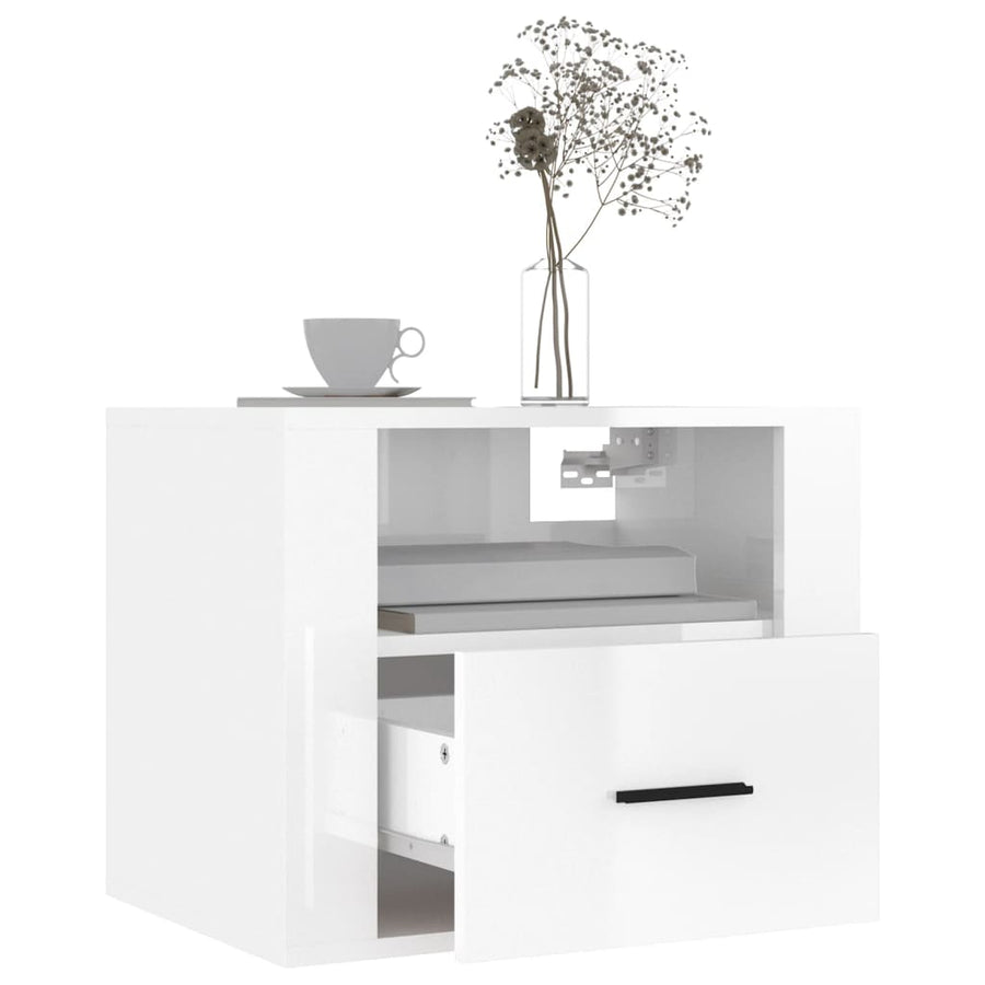 Nachtkastjes 2 St Wandgemonteerd 50X36X40 Cm Hoogglans Wit