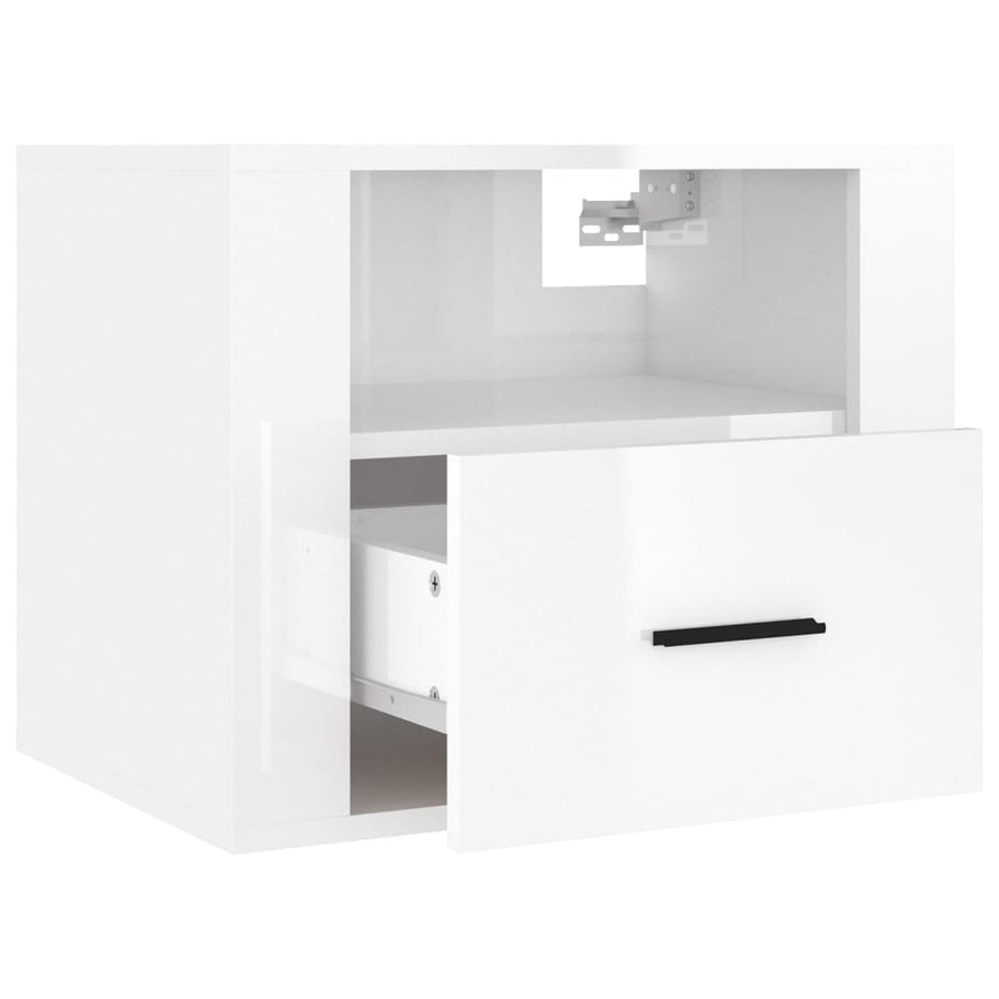 Nachtkastjes 2 St Wandgemonteerd 50X36X40 Cm Hoogglans Wit