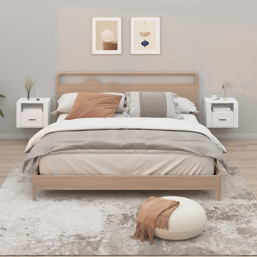 Nachtkastjes 2 St Wandgemonteerd 50X36X40 Cm Hoogglans Wit