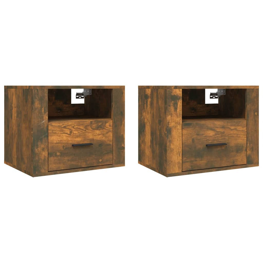 Nachtkastjes 2 St Wandgemonteerd 50X36X40 Cm Gerookt Eikenkleur