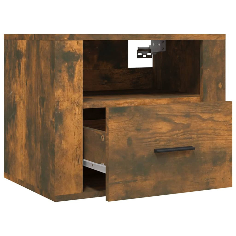 Nachtkastjes 2 St Wandgemonteerd 50X36X40 Cm Gerookt Eikenkleur