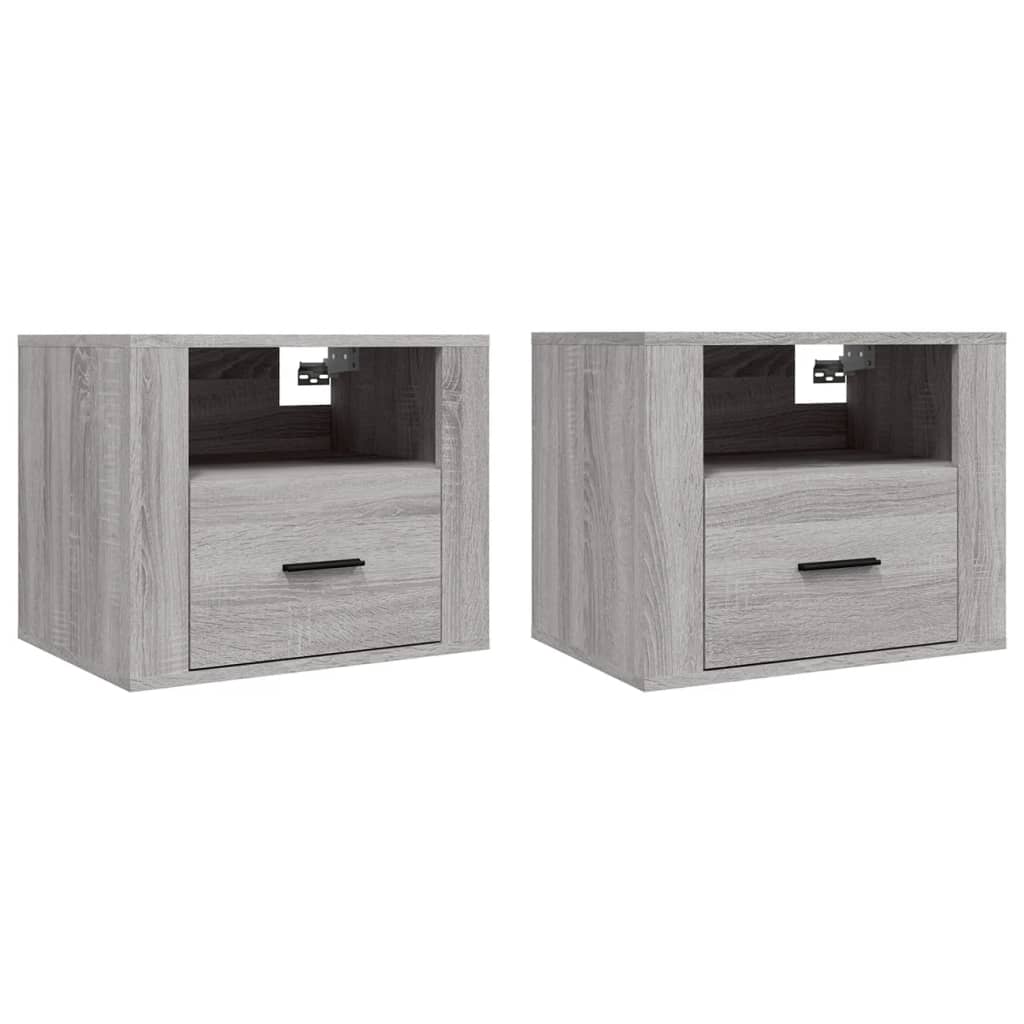 Nachtkastjes 2 St Wandgemonteerd 50X36X40 Cm Grijs Sonoma Eiken