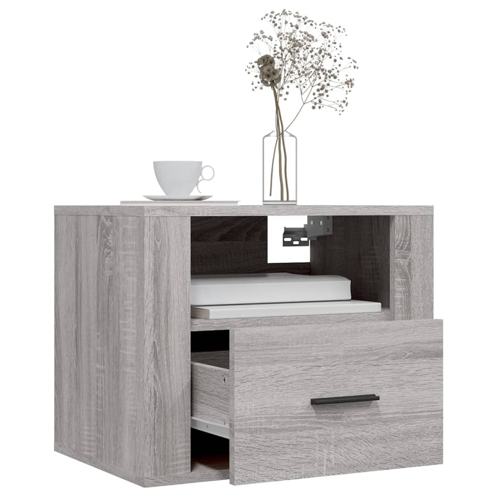 Nachtkastjes 2 St Wandgemonteerd 50X36X40 Cm Grijs Sonoma Eiken