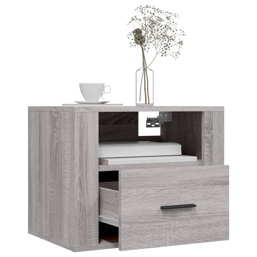 Nachtkastjes 2 St Wandgemonteerd 50X36X40 Cm Grijs Sonoma Eiken