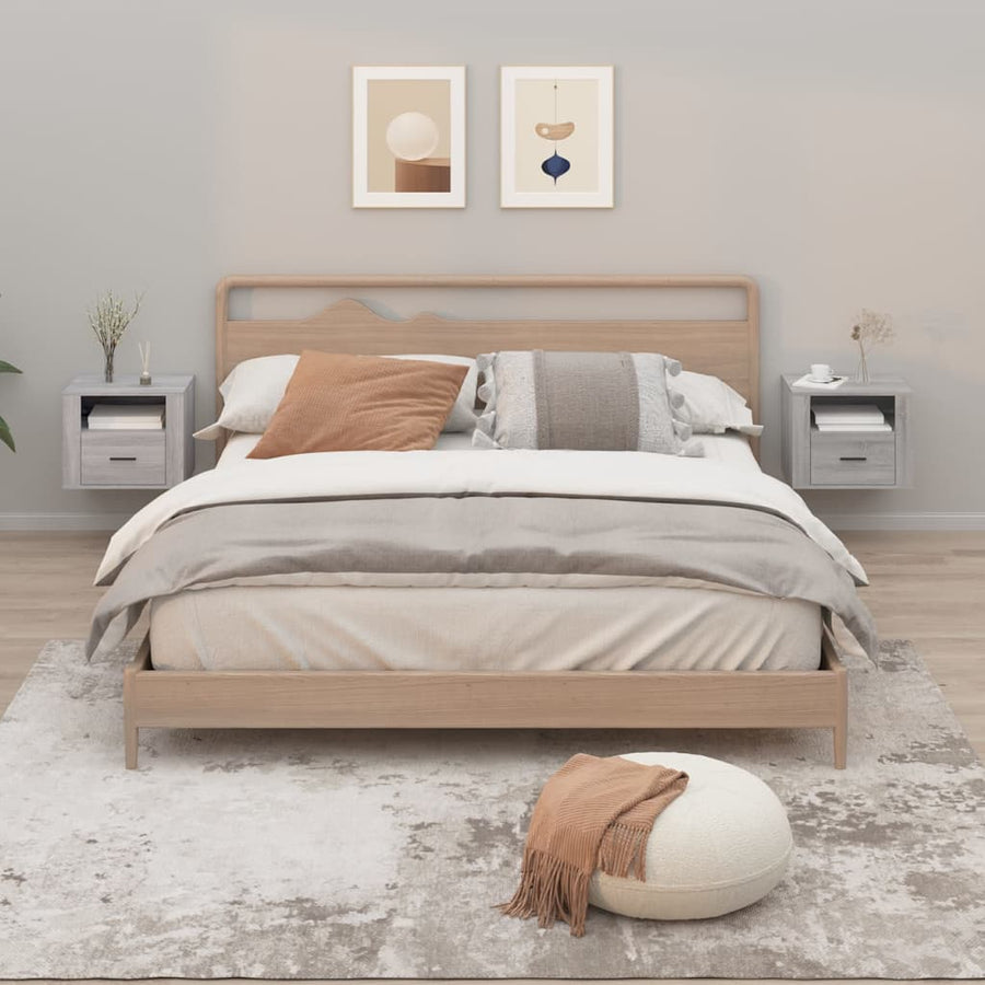 Nachtkastjes 2 St Wandgemonteerd 50X36X40 Cm Grijs Sonoma Eiken