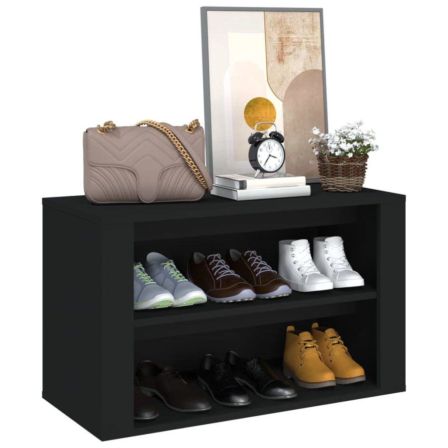 Schoenenrek 75X35X45 Cm Bewerkt Hout Zwart