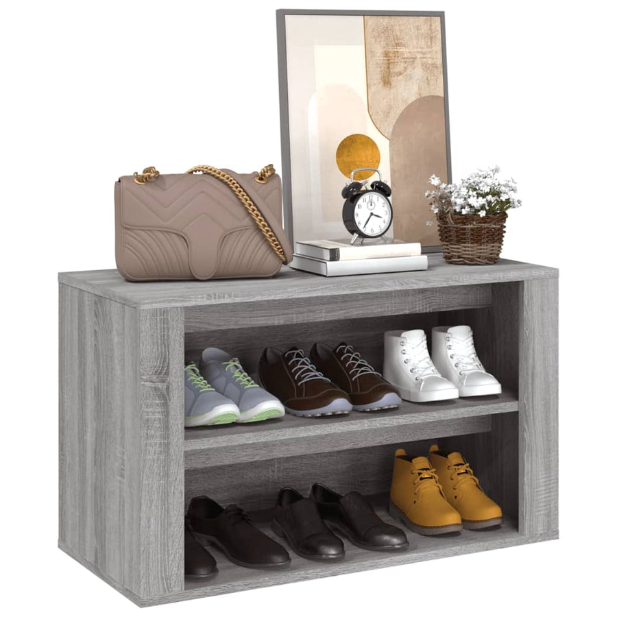 Schoenenrek 75X35X45 Cm Bewerkt Hout Eikenkleur Grijs sonoma