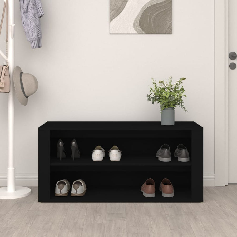Schoenenrek 100X35X45 Cm Bewerkt Hout Zwart
