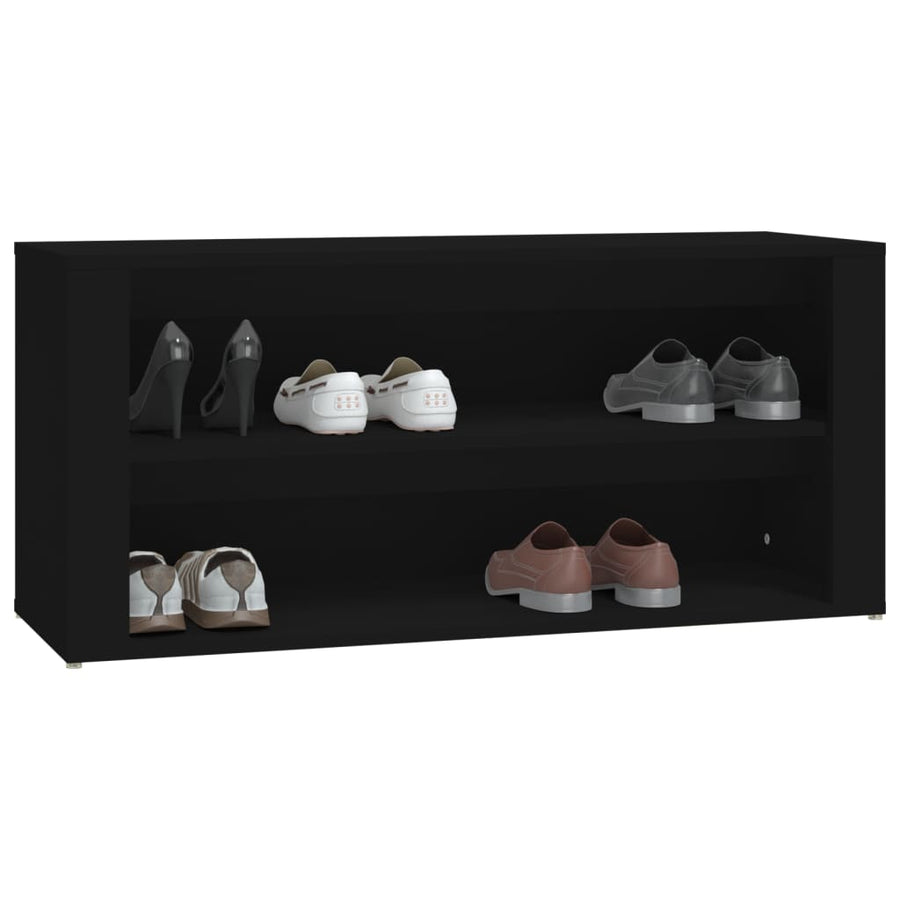 Schoenenrek 100X35X45 Cm Bewerkt Hout Zwart