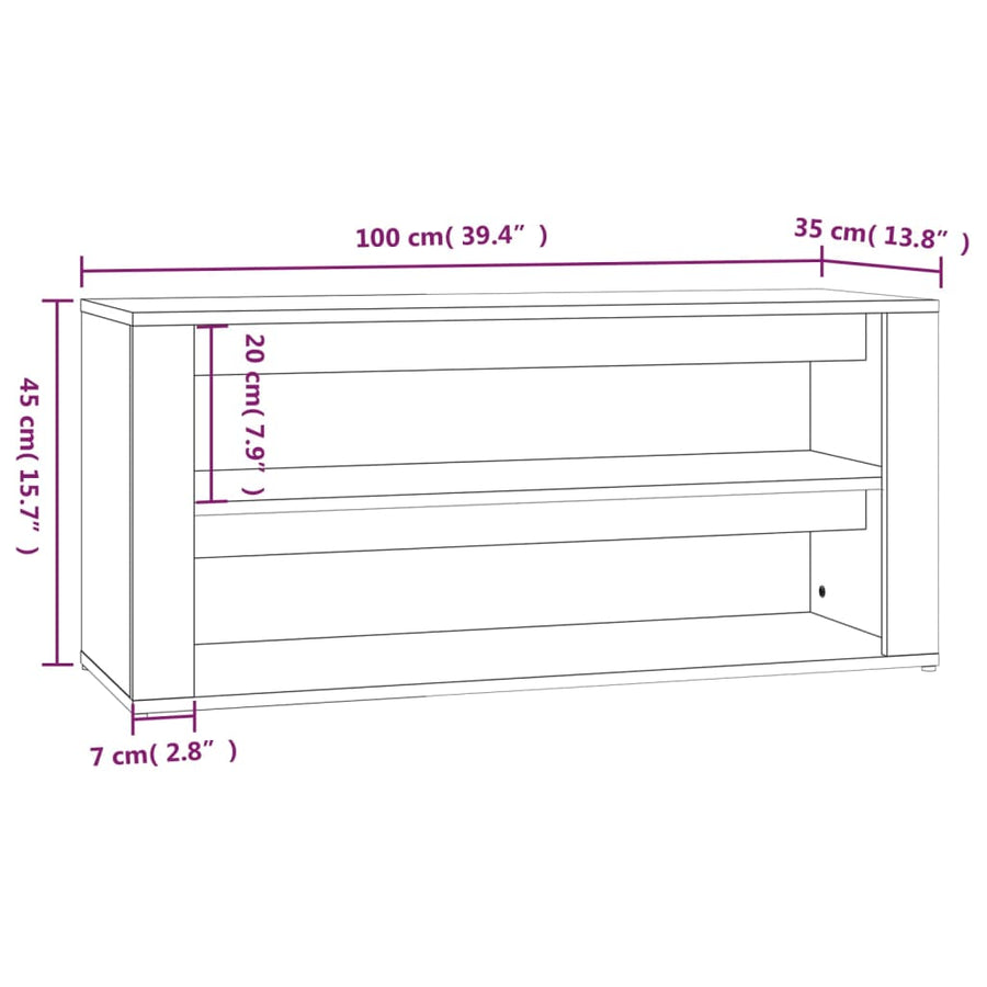 Schoenenrek 100X35X45 Cm Bewerkt Hout Sonoma Eikenkleurig