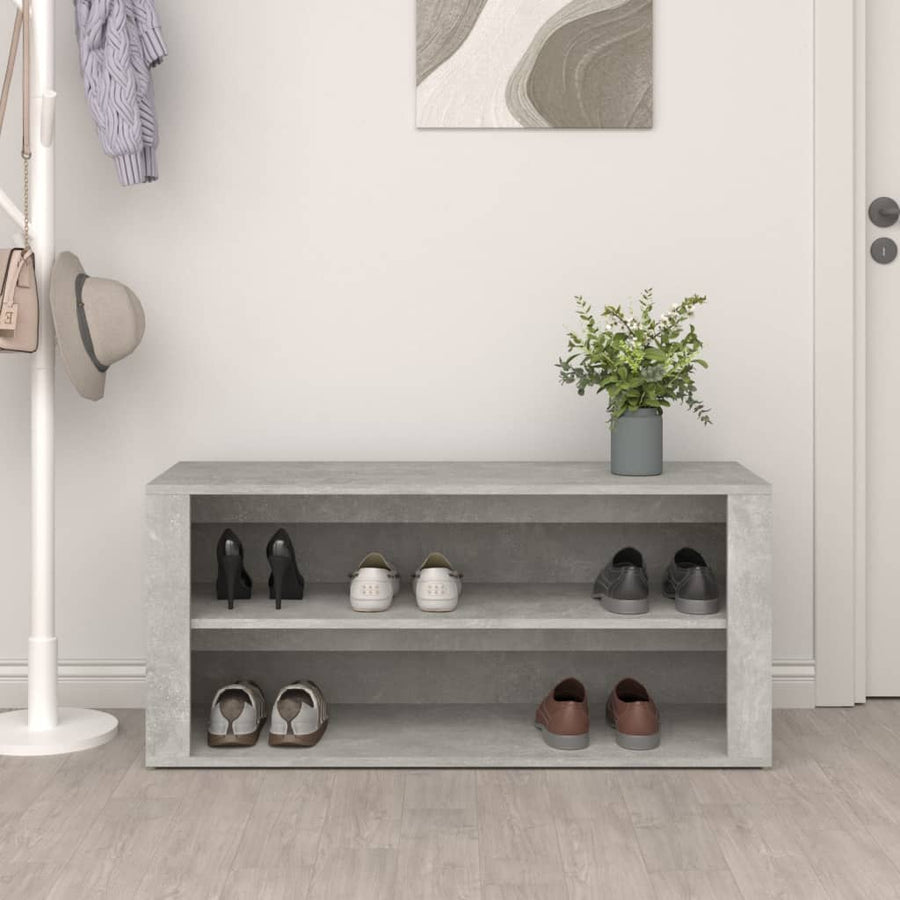 Schoenenrek 100X35X45 Cm Bewerkt Hout Betongrijs
