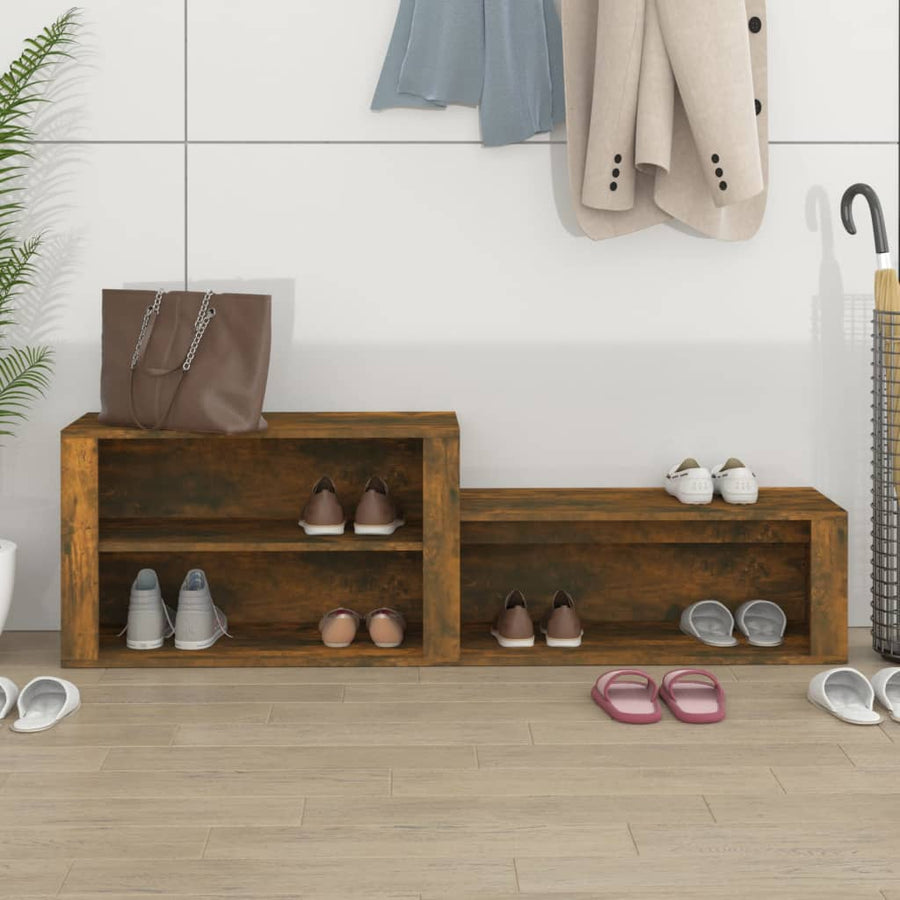 Schoenenkast 150X35X45 Cm Bewerkt Hout Gerookt Eikenkleurig