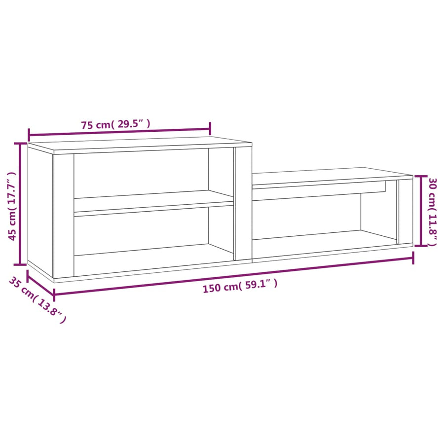 Schoenenkast 150X35X45 Cm Bewerkt Hout Gerookt Eikenkleurig