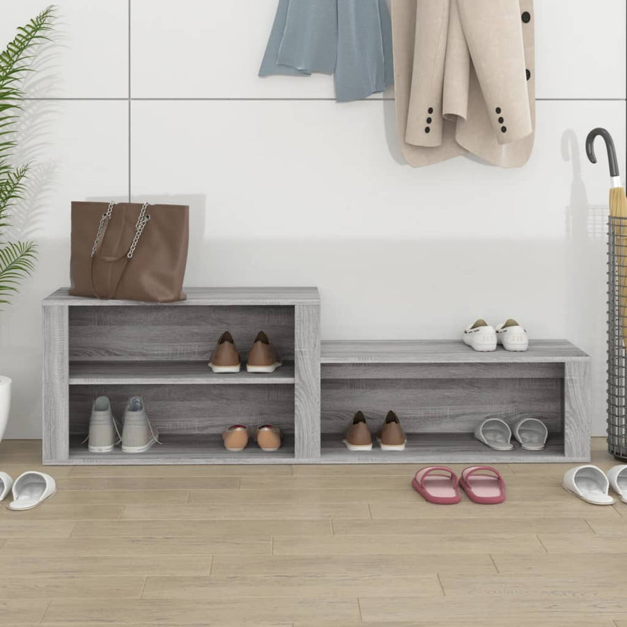 Schoenenkast 150X35X45 Cm Bewerkt Hout Grijs Sonoma