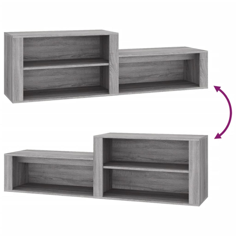 Schoenenkast 150X35X45 Cm Bewerkt Hout Grijs Sonoma