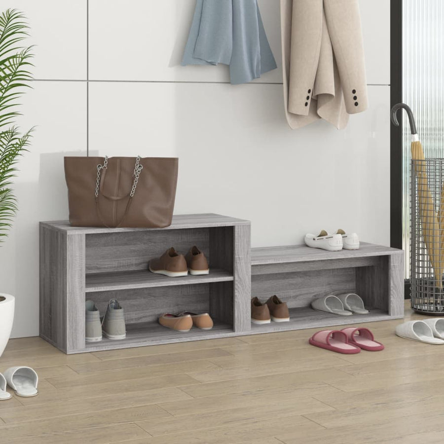 Schoenenkast 150X35X45 Cm Bewerkt Hout Grijs Sonoma