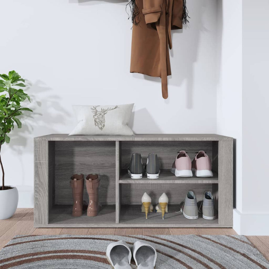 Schoenenkast 100X35X45 Cm Bewerkt Hout Grijs Sonoma