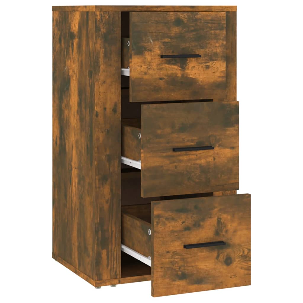 Dressoir 40X33X70 Cm Bewerkt Hout Gerookt Eikenkleurig