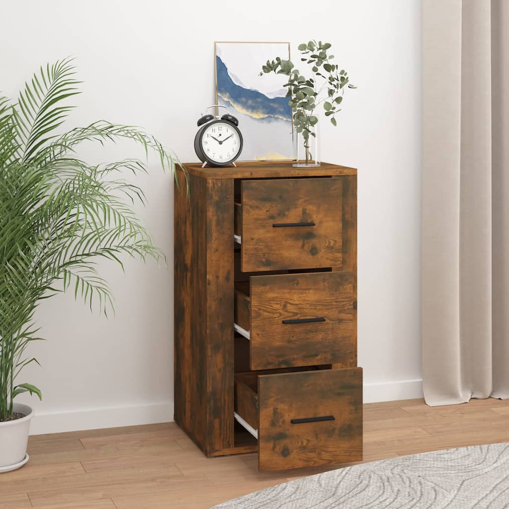 Dressoir 40X33X70 Cm Bewerkt Hout Gerookt Eikenkleurig