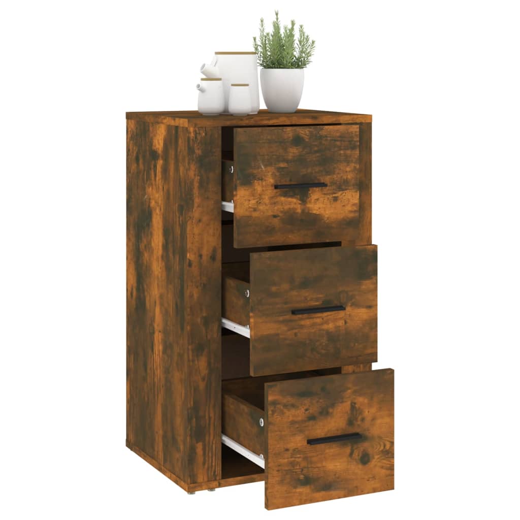 Dressoir 40X33X70 Cm Bewerkt Hout Gerookt Eikenkleurig