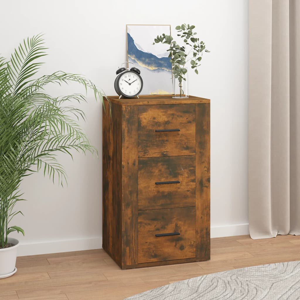 Dressoir 40X33X70 Cm Bewerkt Hout Gerookt Eikenkleurig