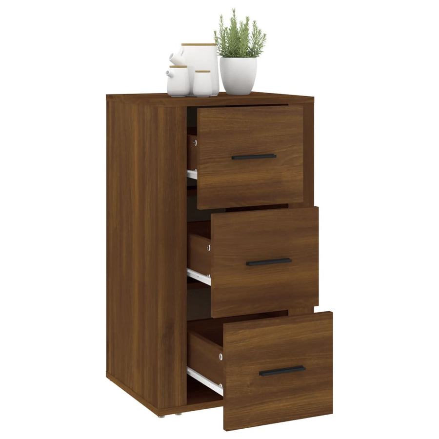 Dressoir 40X33X70 Cm Bewerkt Hout Bruin Eikenkleur