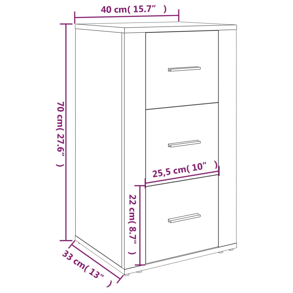 Dressoir 40X33X70 Cm Bewerkt Hout Bruin Eikenkleur