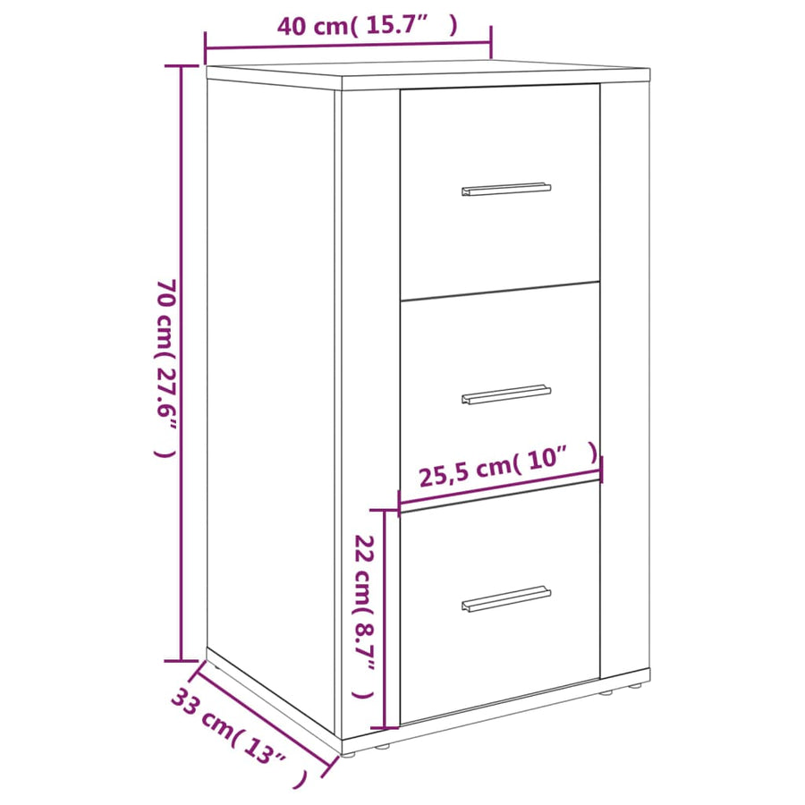 Dressoir 40X33X70 Cm Bewerkt Hout Bruin Eikenkleur