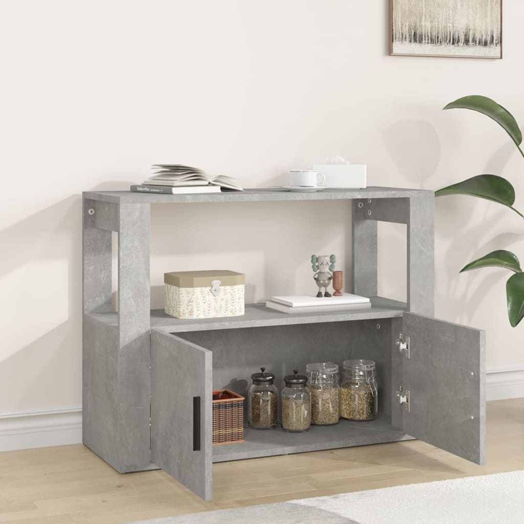 Dressoir 80X30X60 Cm Bewerkt Hout Betongrijs