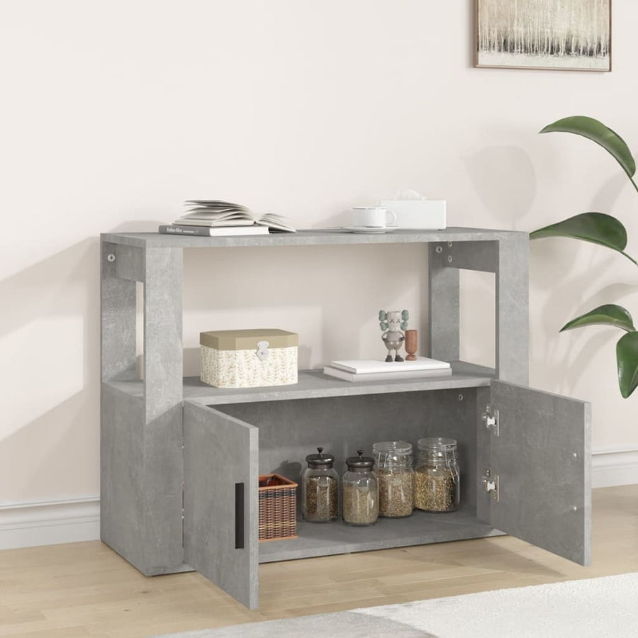 Dressoir 80X30X60 Cm Bewerkt Hout Betongrijs