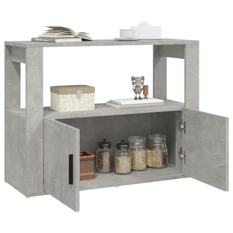 Dressoir 80X30X60 Cm Bewerkt Hout Betongrijs