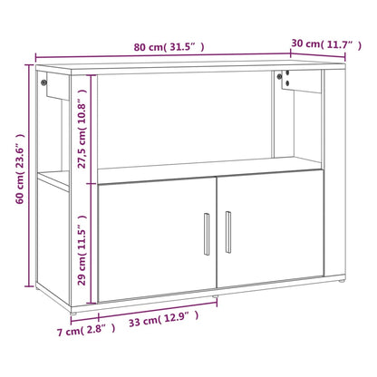 Dressoir 80X30X60 Cm Bewerkt Hout Betongrijs