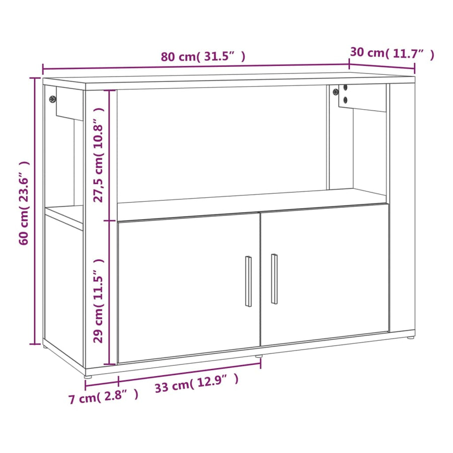 Dressoir 80X30X60 Cm Bewerkt Hout Betongrijs