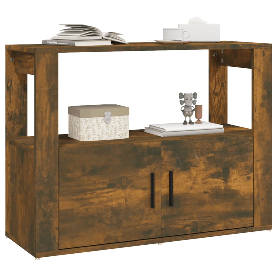 Dressoir 80X30X60 Cm Bewerkt Hout Gerookt Eikenkleurig