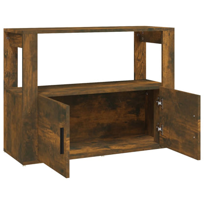 Dressoir 80X30X60 Cm Bewerkt Hout Gerookt Eikenkleurig