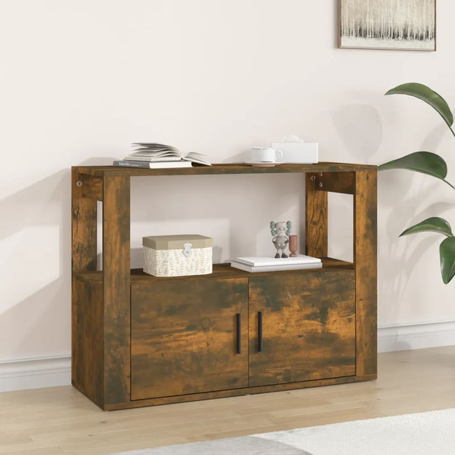 Dressoir 80X30X60 Cm Bewerkt Hout Gerookt Eikenkleurig