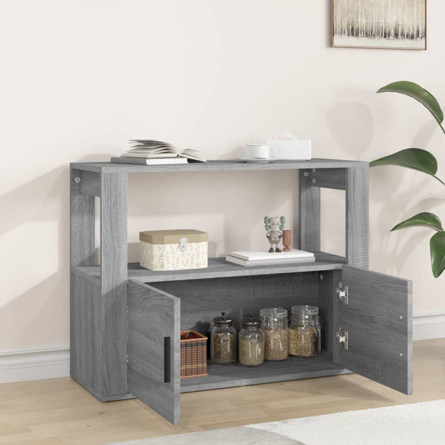 Dressoir 80X30X60 Cm Bewerkt Hout Grijs Sonoma Eikenkleurig