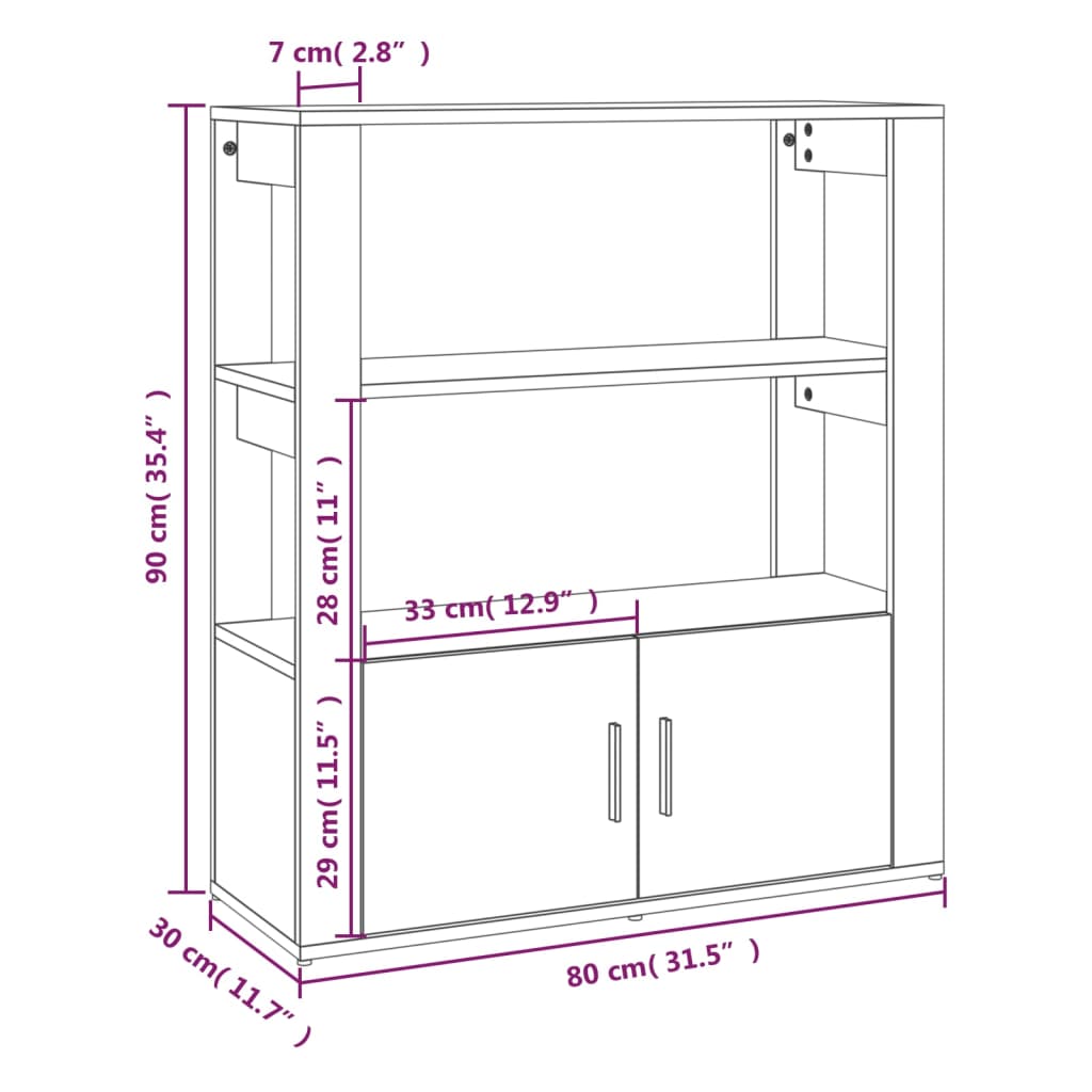 Dressoir 80X30X90 Cm Bewerkt Hout Kleurig Sonoma eiken