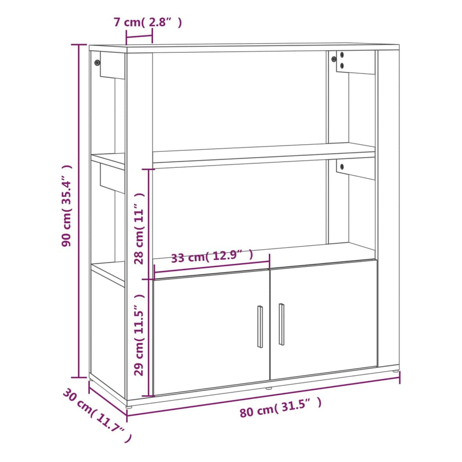 Dressoir 80X30X90 Cm Bewerkt Hout Kleurig Sonoma eiken