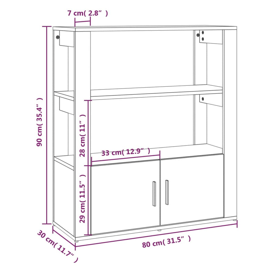 Dressoir 80X30X90 Cm Bewerkt Hout Betongrijs