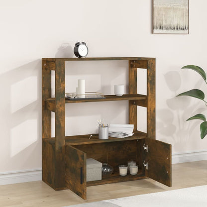Dressoir 80X30X90 Cm Bewerkt Hout Gerookt Eikenkleurig