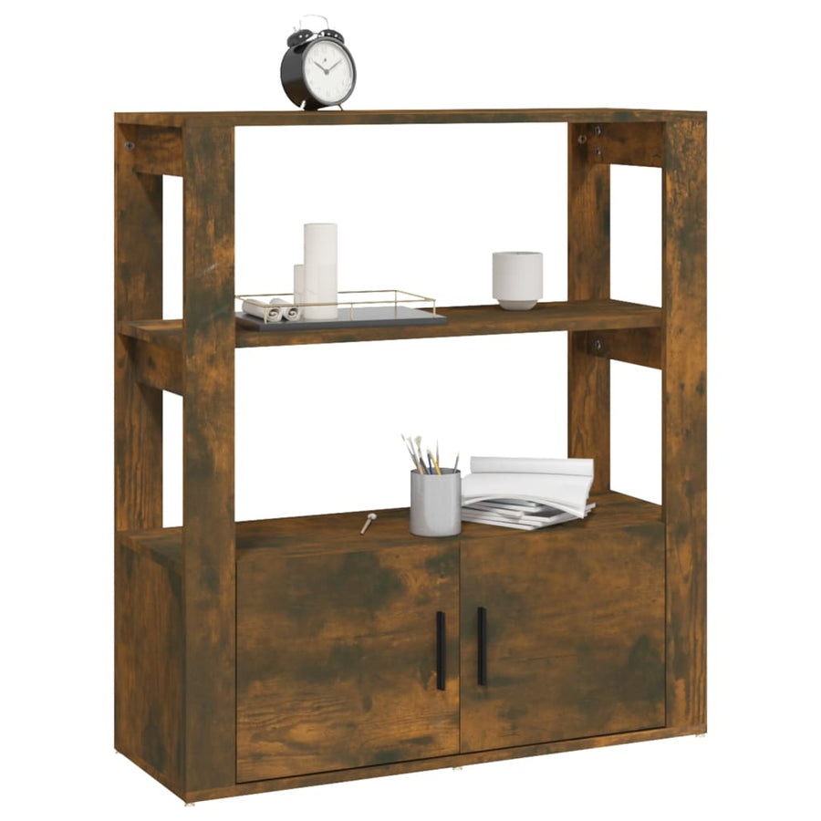Dressoir 80X30X90 Cm Bewerkt Hout Gerookt Eikenkleurig