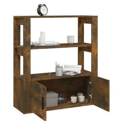Dressoir 80X30X90 Cm Bewerkt Hout Gerookt Eikenkleurig