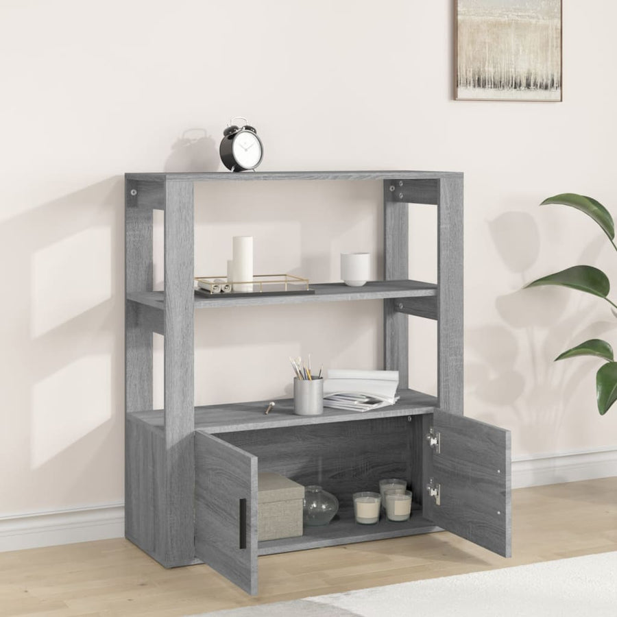Dressoir 80X30X90 Cm Bewerkt Hout Eikenkleurig Grijs sonoma