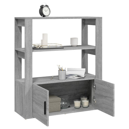 Dressoir 80X30X90 Cm Bewerkt Hout Eikenkleurig Grijs sonoma