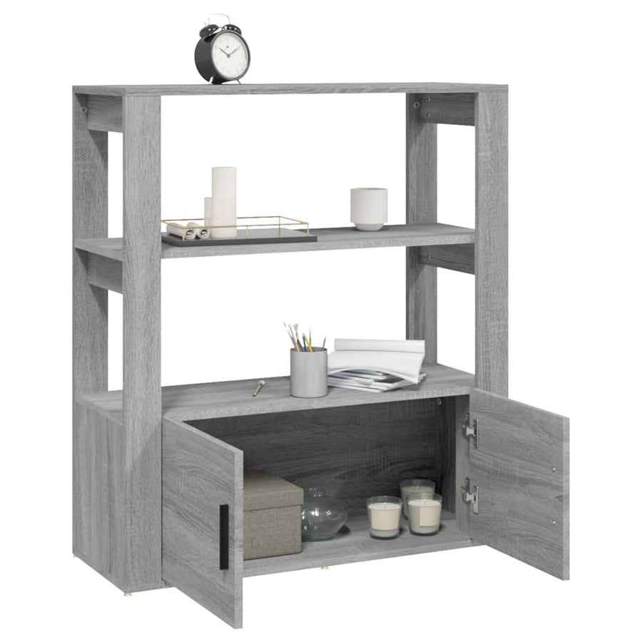 Dressoir 80X30X90 Cm Bewerkt Hout Eikenkleurig Grijs sonoma
